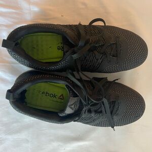 Reebok Men’s Black Athletic Knit Sneakers with Green Insoles